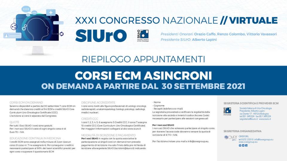 XXXI Congresso Nazionale SIUrO - Corsi ECM on demand