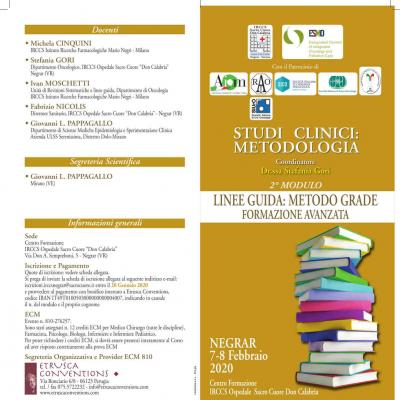 Studi clinici: metodologia - 2º modulo: linee guida, metodo grade, formazione avanzata