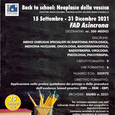 Back to school 2021: Neoplasie della vescica